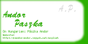 andor paszka business card