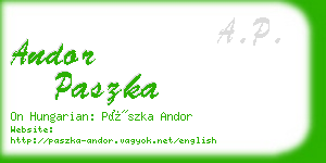 andor paszka business card